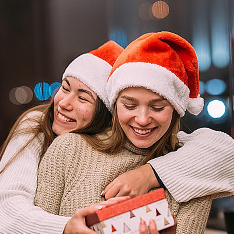 Adult Full Luminous Christmas Hat Christmas Party Ornaments Plush Edge Children's Plush Luminous Hat