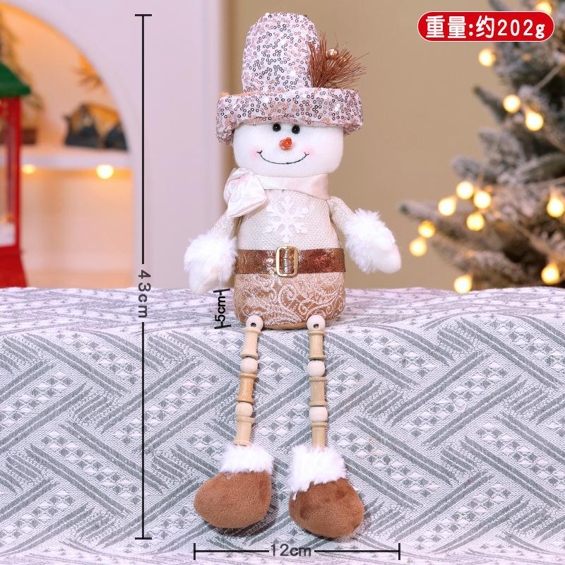 

New Christmas Decorations Bronze Sequins Long Legs Sitting Doll Santa Snowman Nordic Style Tabletop Ornament See Picture Size