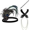 Sparkling Rhinestone Headwear Feathered Headgear Set Alluring Feathered Headband Comfortable for Halloween Singles Party