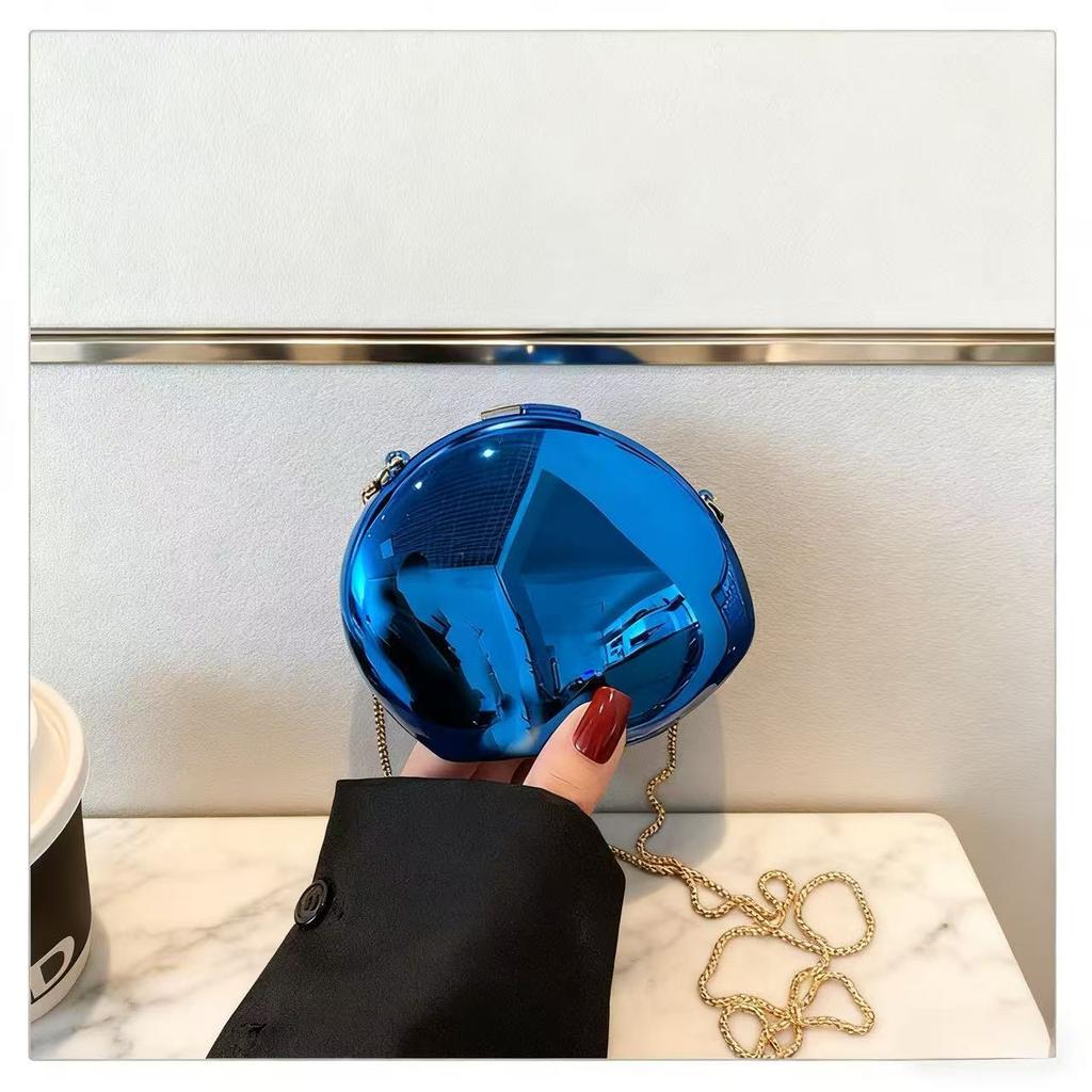 Metallic Acrylic Goose Egg Shape Bag Luxury Clutch Purse Mini Women's Wallet Shoulder Shell Chain Bag Party Crossbody Handbag