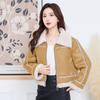 KAISER Women's American Retro Lapel Shearling Biker Jacket