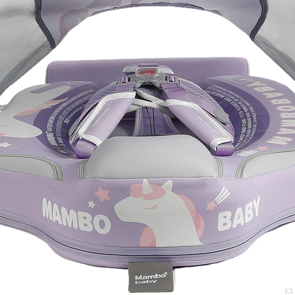 Baby Swim Float with Canopy Non Inflatable Soft Stable Infant for Pool Purple