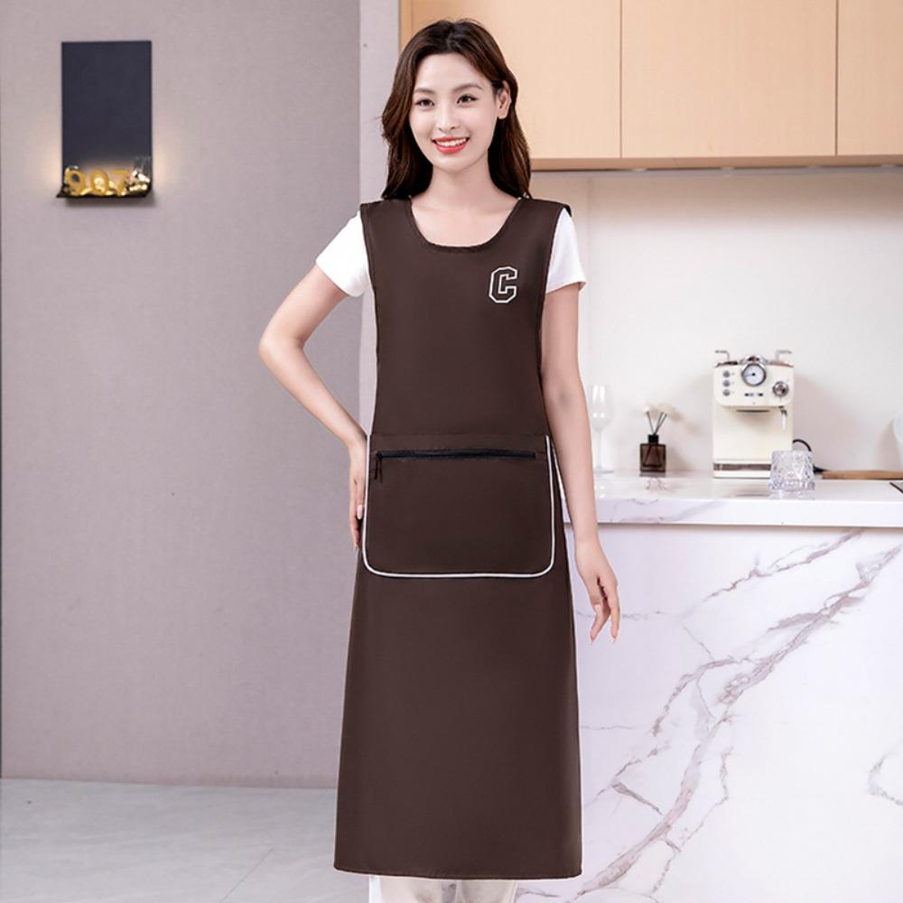 

Водонепроницаемый фартук с лямкой через плечо, утягивающий талию, однотонный, маслостойкий, кухонная униформа для готовки и выпечки, дышащая, рабочая одежда для кейтеринга кофейный
