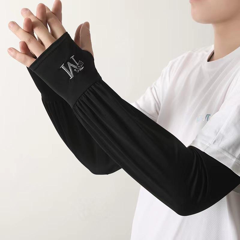 

1 Pair Men Ice Arm Sleeves Sunscreen Elastic Driving Gloves Outdoor Uv Protection Arm Sleeves Lightweight Cool Muff чёрный