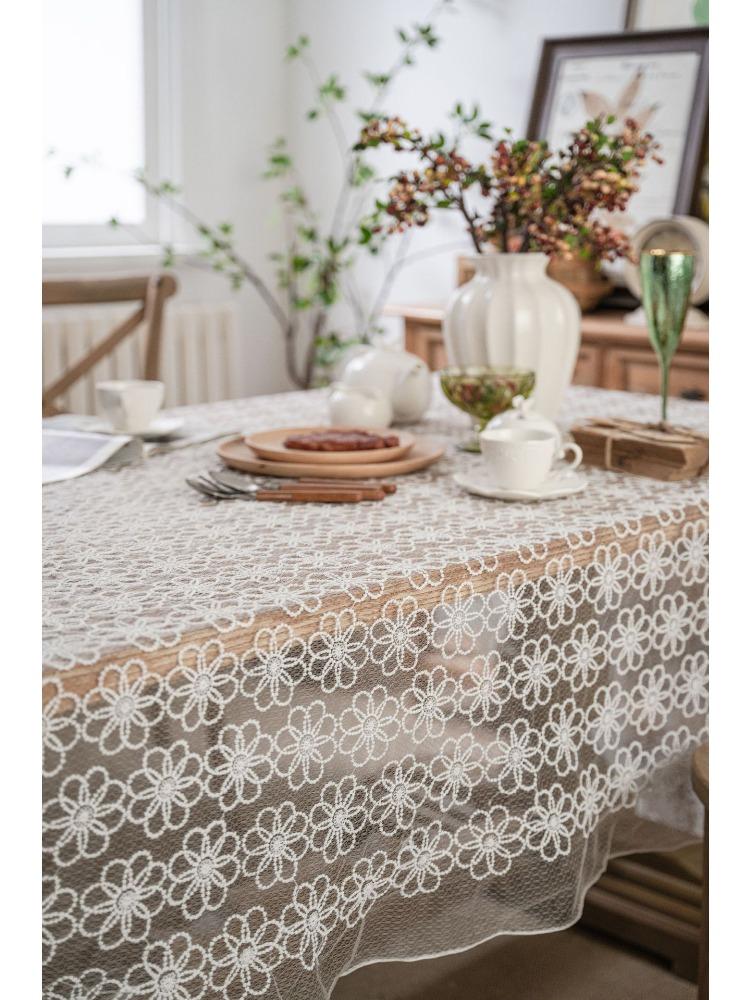 Tablecloth White Embroidery Cake Photography Background Embroidery Prop Cloth White Tablecloth