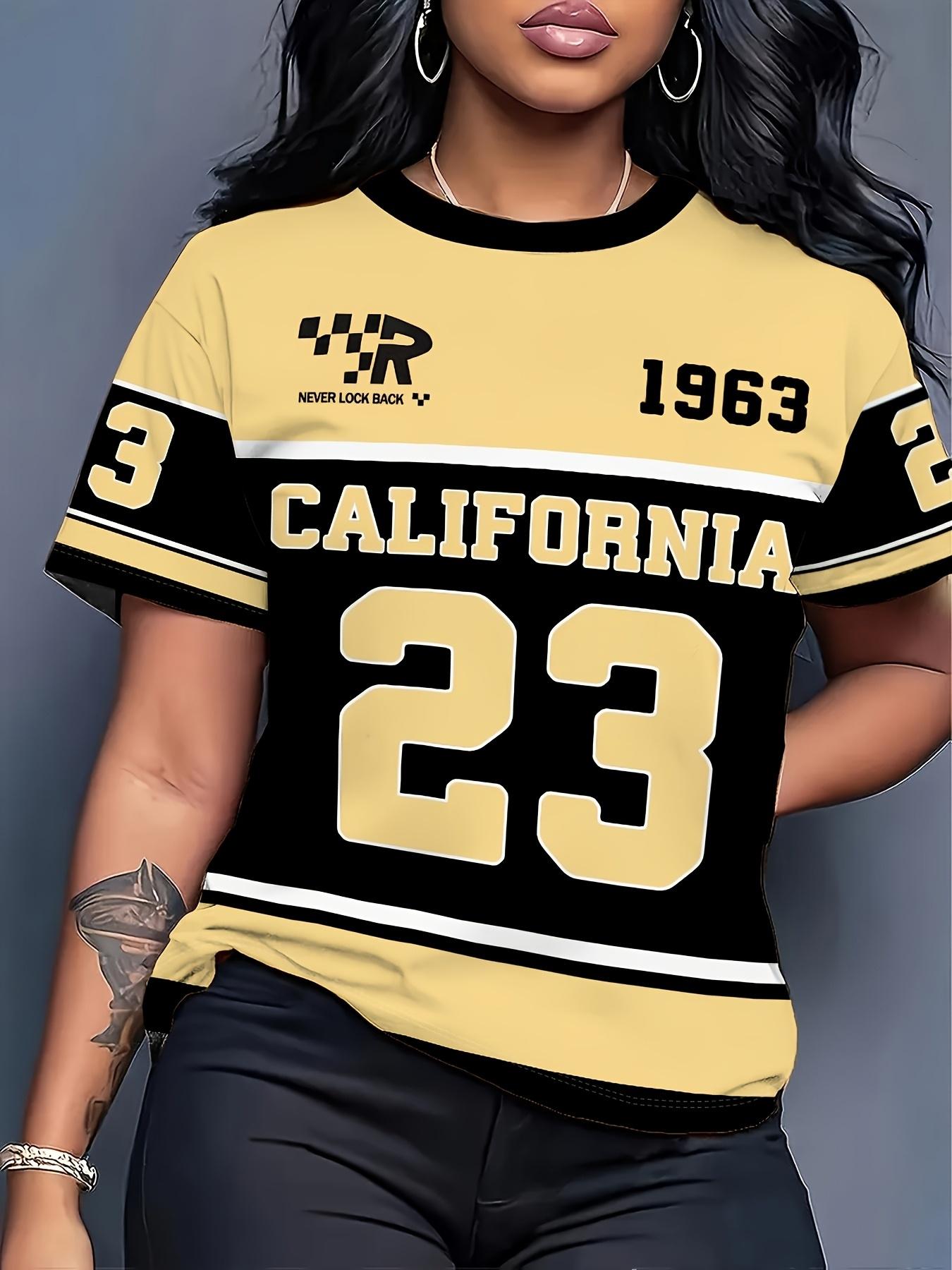 

California-Themed Black And Golden Color-Block Short-Sleeve T-Shirt Featuring a Retro Style with 23 Printed in Golden at The Bottom And CALIFORNIA S дубильна кора
