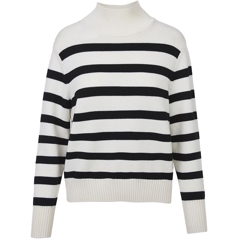 

Women s Retro Striped Mock Neck Knit Sweater 2XL