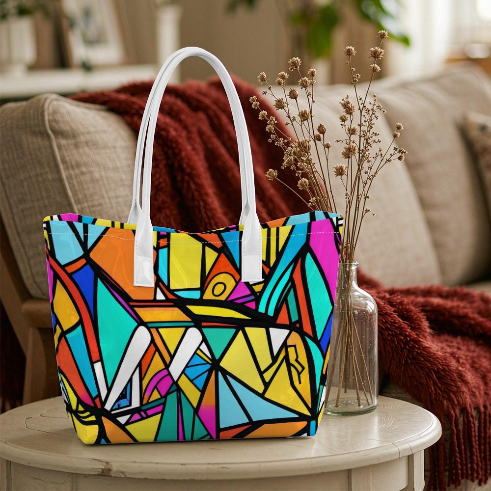 Geometric Art Colorful Tote Bag Fashion Casual Portable Daily Shopping Shoulder Bag