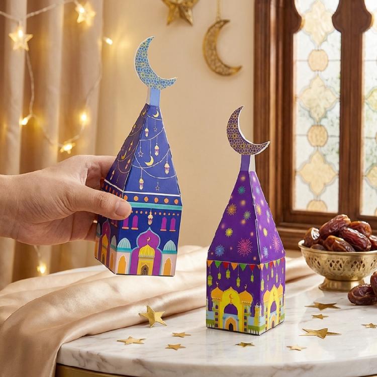 12Pcs Mosque Shaped Party Treat Holders Candy Chocolate Boxes For Wedding Cultural Event Middle Eastern Gift Packaging