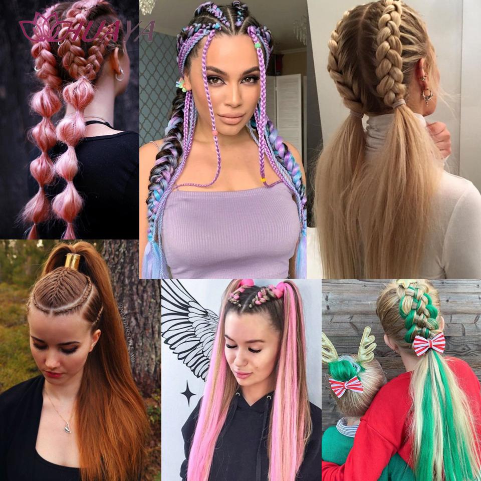 26 Zoll Synthetische Pferdeschwanz-Extensions mit Gummiband Ombré Geflochten Bunter Pferdeschwanz DIY Pferdeschwanz Haare Tägliche Party-Nutzung