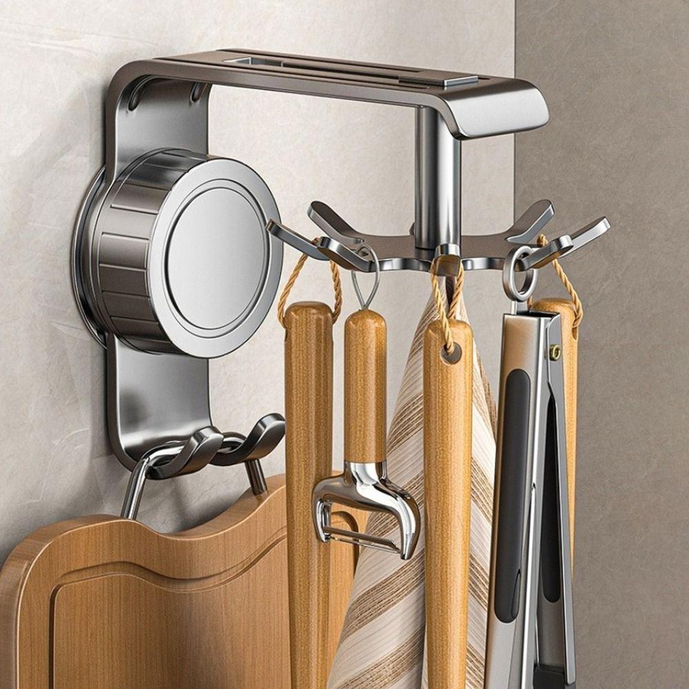 Wall Mounted Kitchen Hook Non Punching Spoon Hanging Rack Pot Shovel Spoon Storage Rack  Home