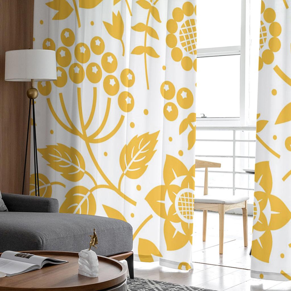 Perdele Tulle cu Flori cu Ramuri Galbene pentru Dormitor Perdele Voile Moderne Decor pentru Casă Perdele pentru Fereastră