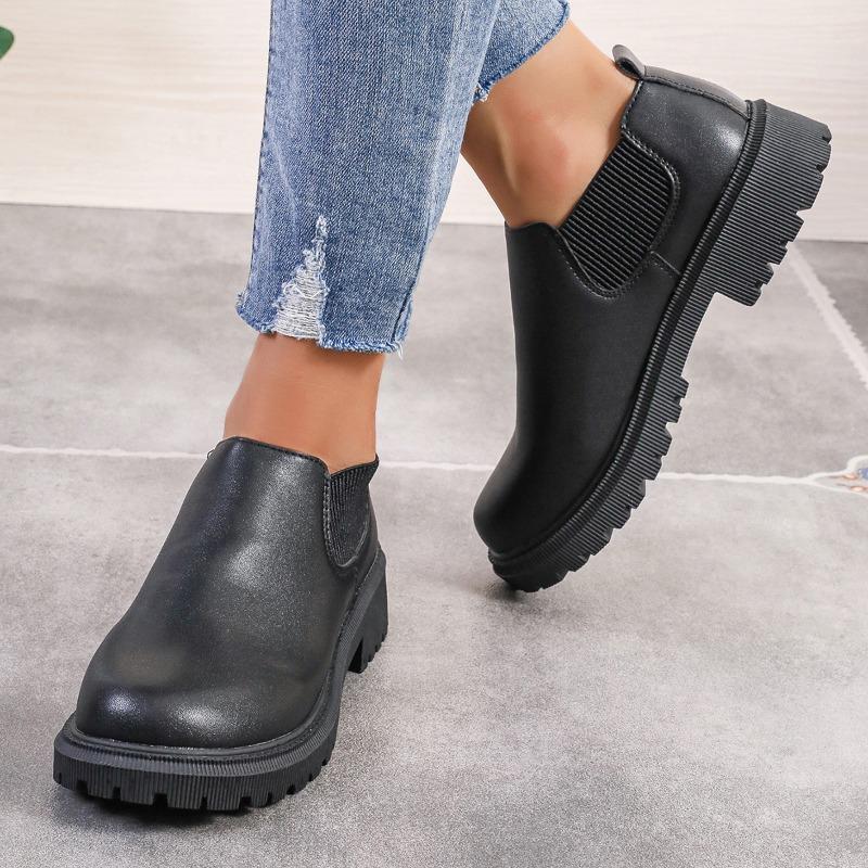 Women's Chelsea Boots 2024 New Autumn Winter Fashion Ladies Ankle Boots Casual Simple Black Platform Short Boot Zapatos De Mujer