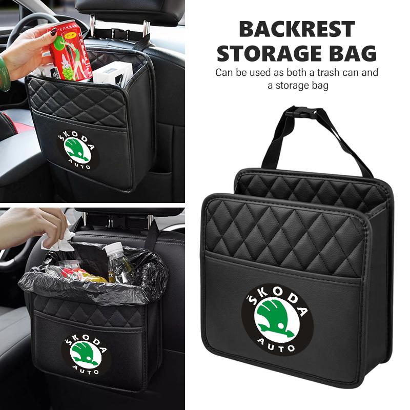 vbjsh4 Car Back Rear Organizer Seat Elastic String Storage Bag Pocket Auto Organizer Interior For Skoda Octavia Superb RAPID FABIA