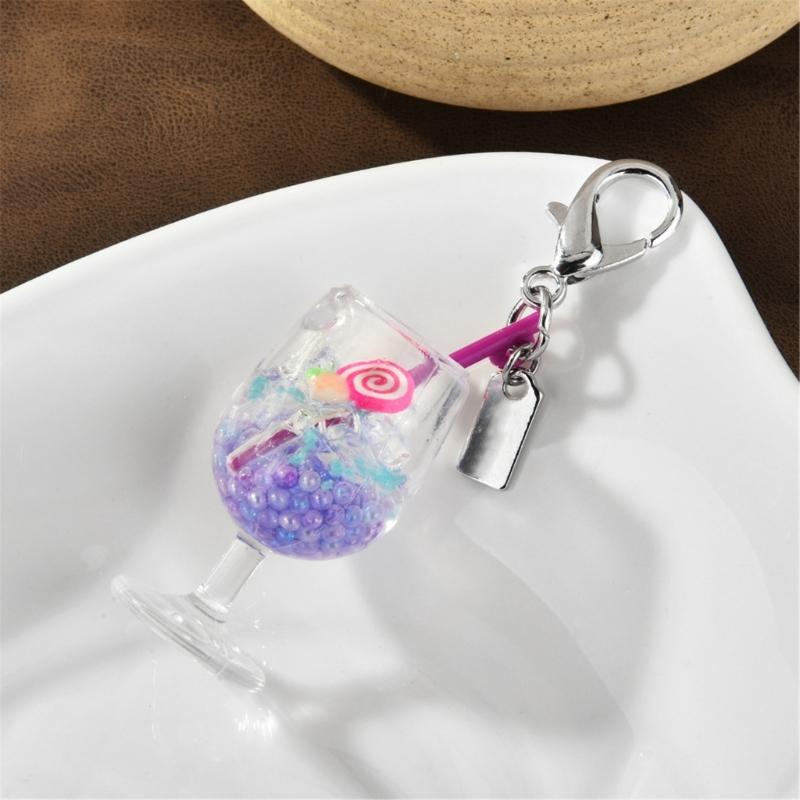 Multifunctional Small Tumbler Keychain with Fruit Charm Pendant Fashion Accessory for Bags and Keys Decoration