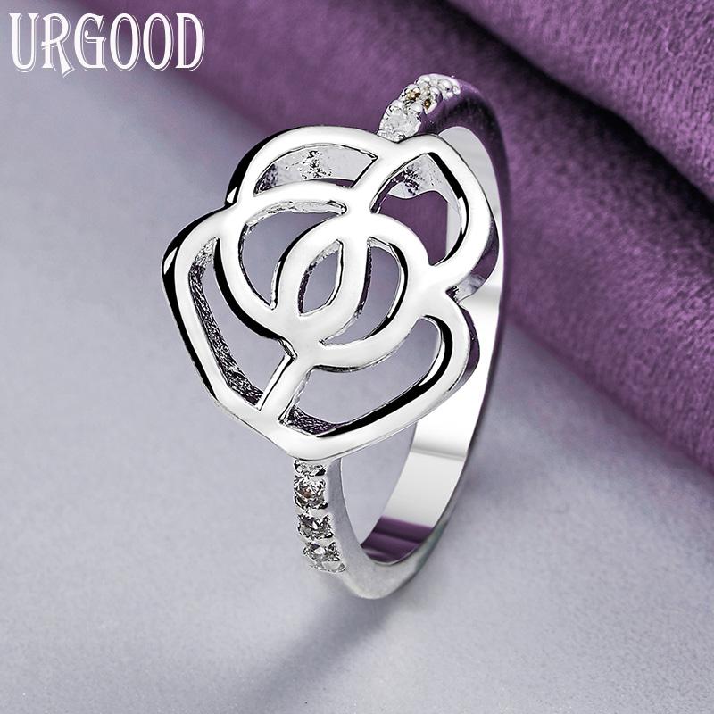 925 srebro kwiat AAA pierścionek z cyrkonią Party prezent modna biżuteria