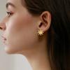 925 Silver Golden Sun Ear Rings Irregular Geometry Star Ear Jewelry Wedding Jewelry Zircon Stone Earrings for Women