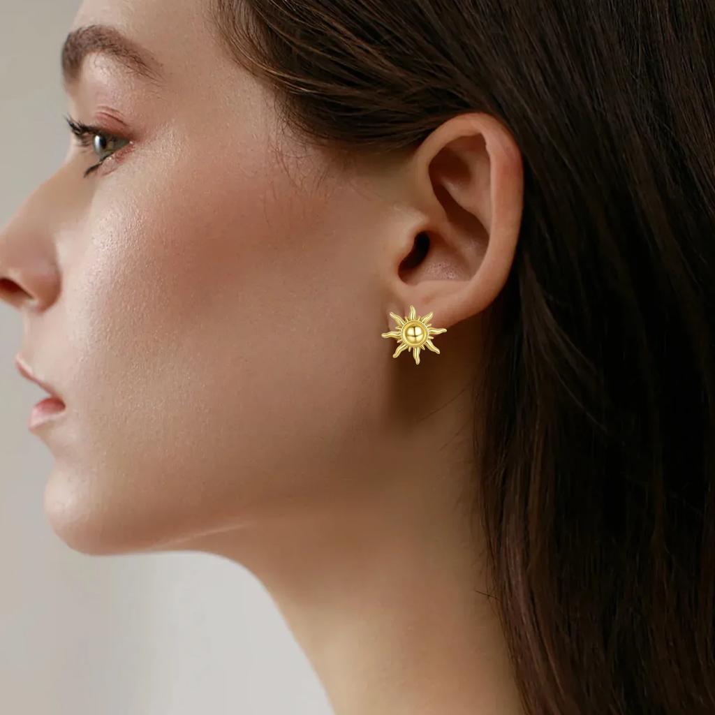 925 Silver Golden Sun Ear Rings Irregular Geometry Star Ear Jewelry Wedding Jewelry Zircon Stone Earrings for Women