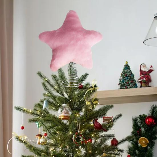 Star Tree Topper Furry Star Christmas Treetop Ornaments for Winter