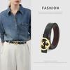 Damen Gürtel Echtes Leder Kleid Dekorativ Rock Riemen Damen Glatte Schnalle Dünner Gürtel Modische Jeans Freizeithose