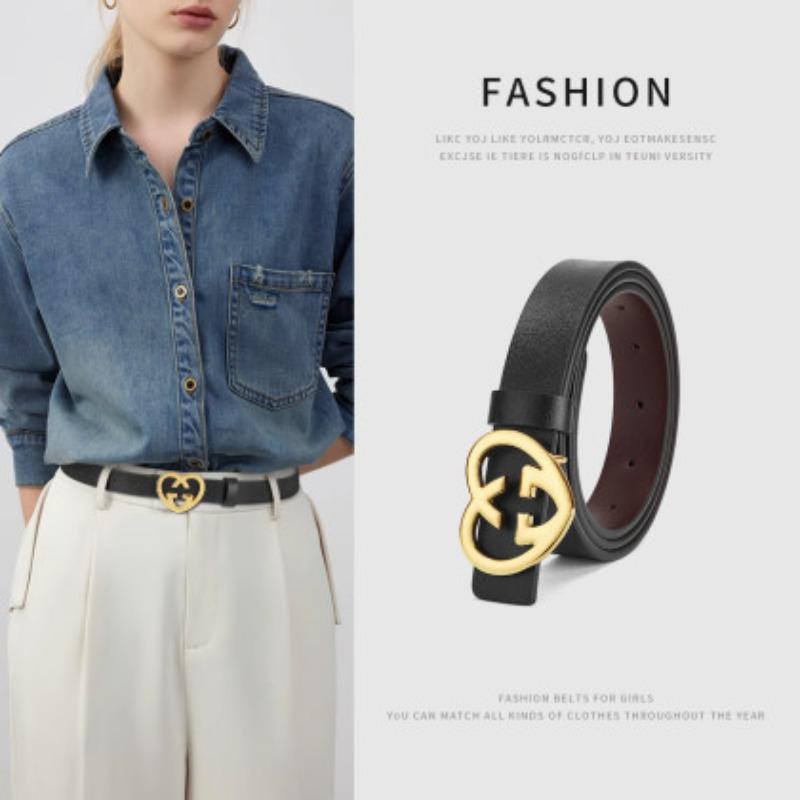 Damen Gürtel Echtes Leder Kleid Dekorativ Rock Riemen Damen Glatte Schnalle Dünner Gürtel Modische Jeans Freizeithose