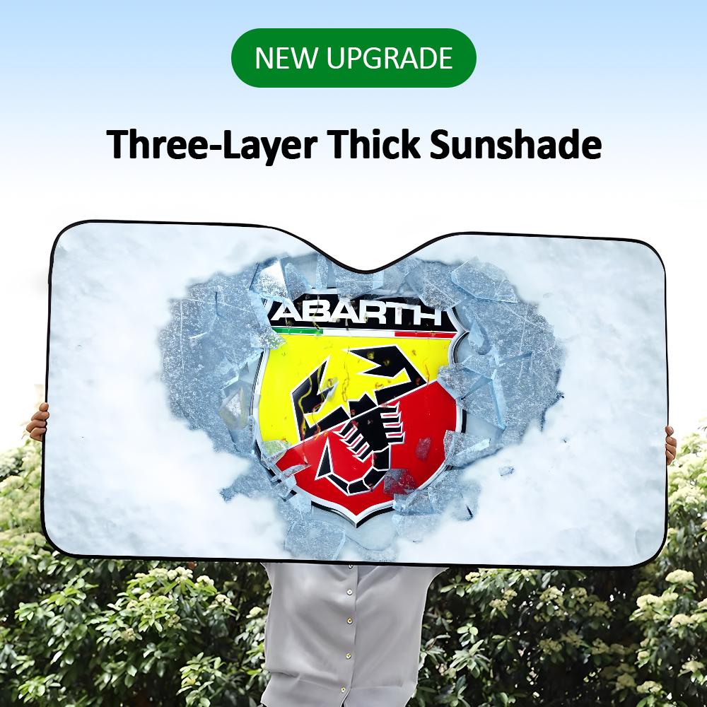 Luxury A-AbarthS-S Logo Car SunShade Visor Reusable Aluminum Foil UV Protector Suction Cups Heat Three-layer Insulation