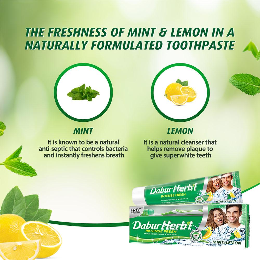 Herbal Intense Fresh Gel Toothpaste - Mint & Lemon Dabur HERB`l