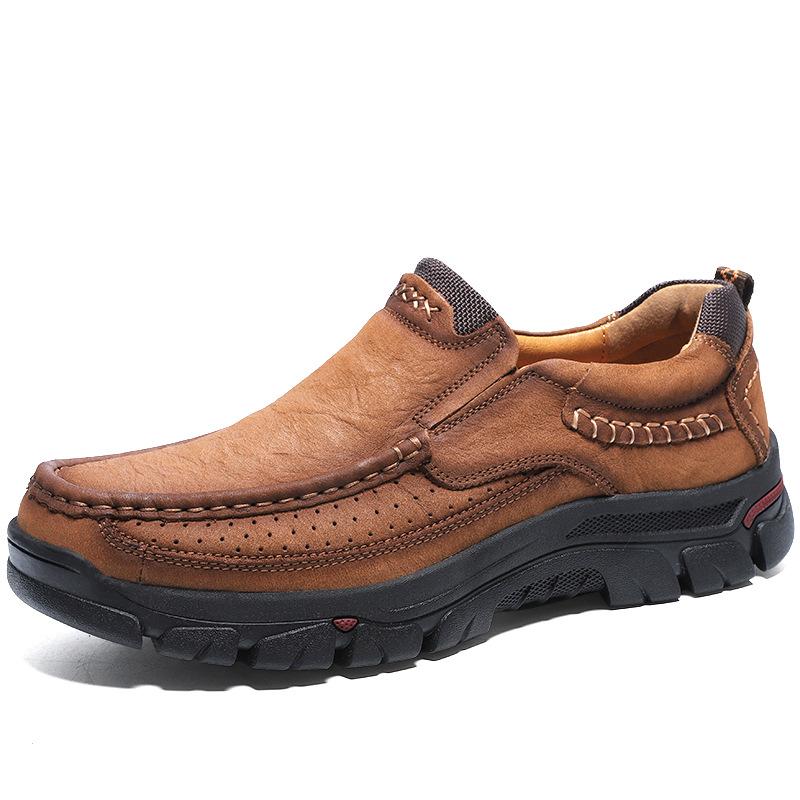 

Мужская обувь больших размеров, повседневная кожаная обувь, мужская уличная рабочая обувь из натуральной кожи для отдыха, нескользящая обувь на мягкой подошве на платформе 46