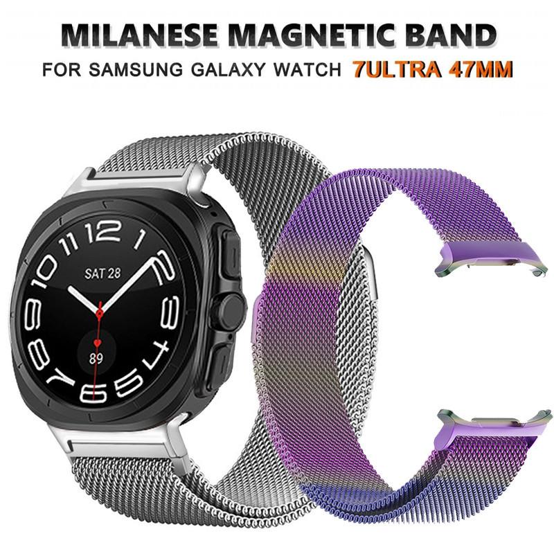 

Ремешок из нержавеющей стали для Samsung Watch 7 Ultra 47 мм Магнитная миланская петля для Watch 7 Ultra 47 мм Металлический спортивный ремешок