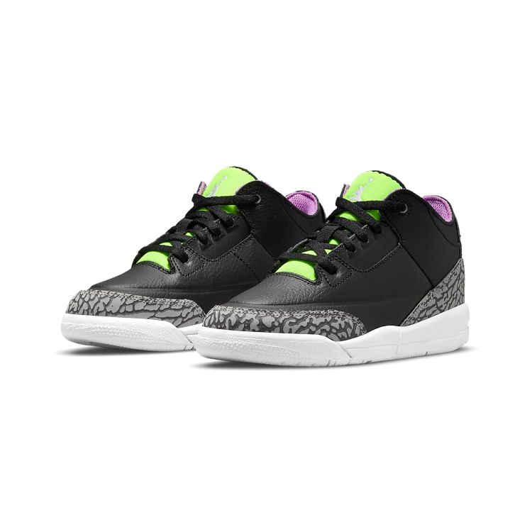 Air Jordan 3 Retro PS Electric Green Kids Sneakers Black White Violet-Shock DA2306-003
