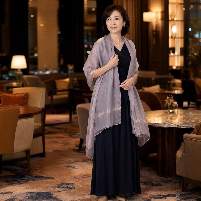 Used [NEW] [EZ PEACH] Women's Stole, Large Size, Thin, for Spring/Summer, Plain, UV Cut, Sun Protection, Anti-UV, Cooling, Can be worn as a cover-up,