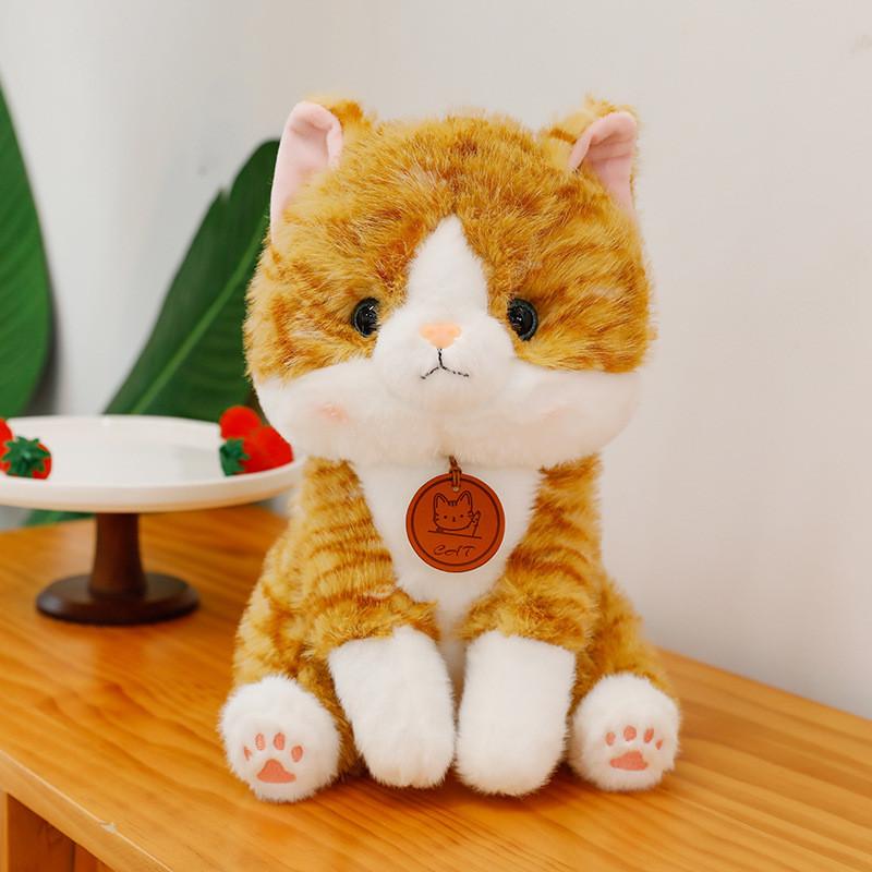 Adorable Big Face Cat Plush Toy Soft Stuffed Animal For Kids Bedroom Decor