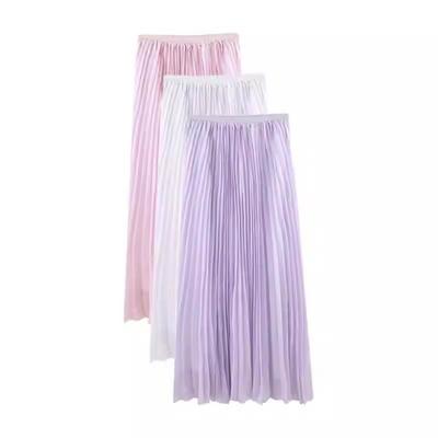 Lila Plisseerock für Damen im Sommer dünn neuer Stil hochtailliert A-Linie Gazerock kleiner Plisseerock