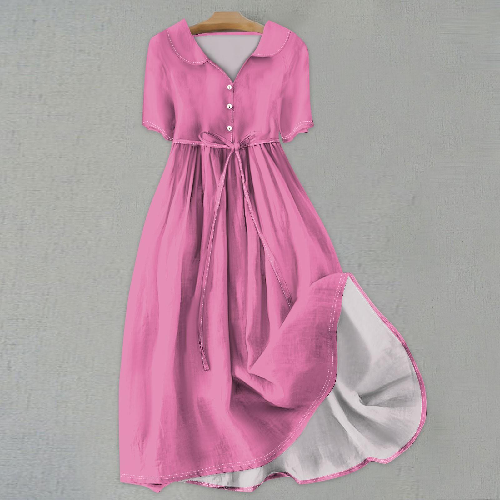 Женская мода сплошной цвет воротник с лацканами пуговицы с коротким рукавом одежда ремни — фото 9