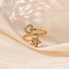 Zircon Star Heart Open Rings For Women Stainless Steel Gold Color Opening Adjustable Ring Wedding Engagement Christmas Jewelry