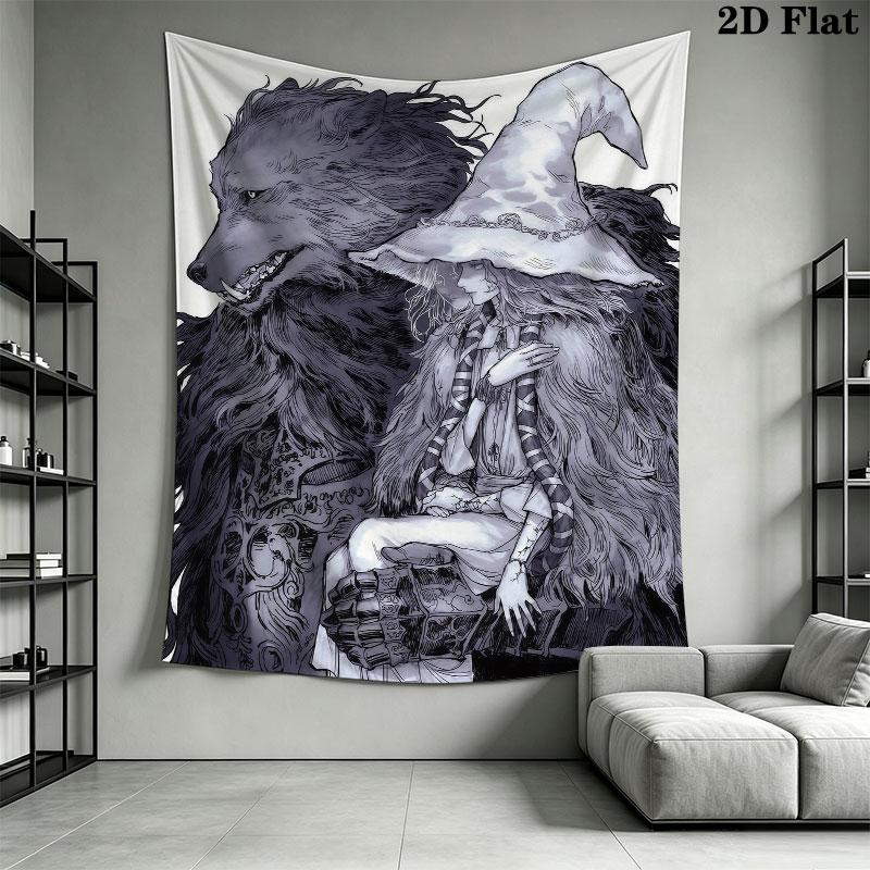 Ranni Moon Wall Hanging Printed Fabric Blanket Decorative Tapestries for Bedroom Living Room Home Decor