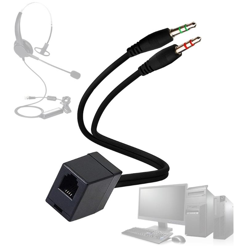 Female RJ9 Headset to Male 3.5mm Mobile Phone Adapter Converter Cable for Call Center,Business Conference 35cm Long