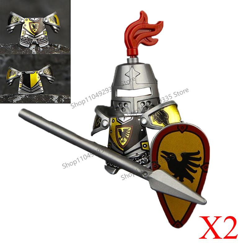 Medieval Military Soldiers Figures MOC Building Blocks Castle Black Eagle Wolf Octopus Griffin Ancient Knight Waffen Bricks Toys