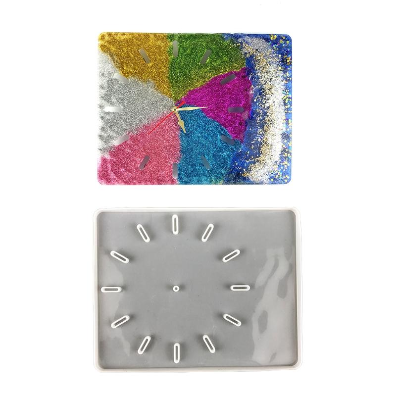 Runde/Eckige Uhr Harzform Silikon Gießform Epoxidharzform für Handgemachte DIY-Bastelarbeiten Herstellung von Heimdekorationen