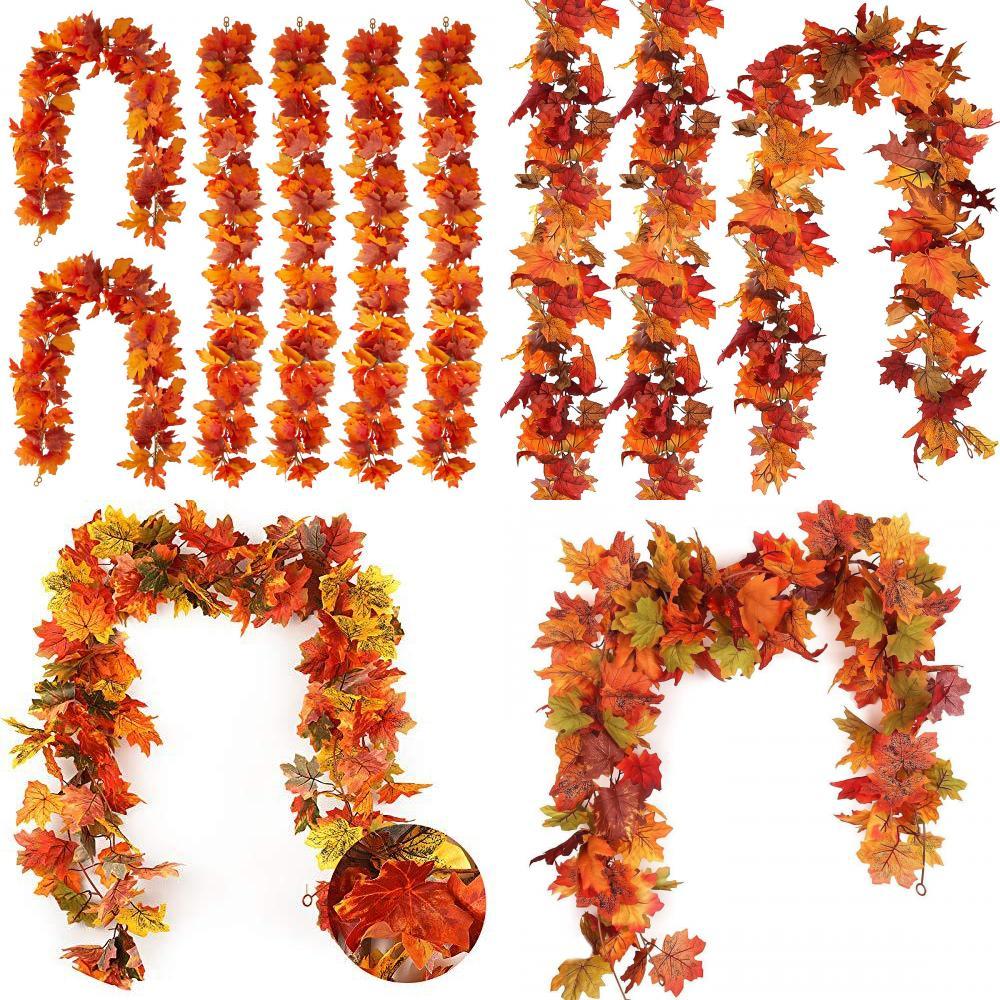 Autumn Artificial Maple Leaf Garland For Wedding Decor And Outdoor Events