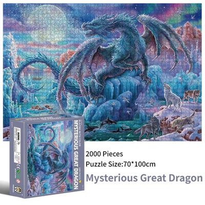 70*100cm 2000 pezzi Puzzle di carta Misterioso Grande Drago Animale Dipinto Antistress Brillante con Colore Regalo di Natale