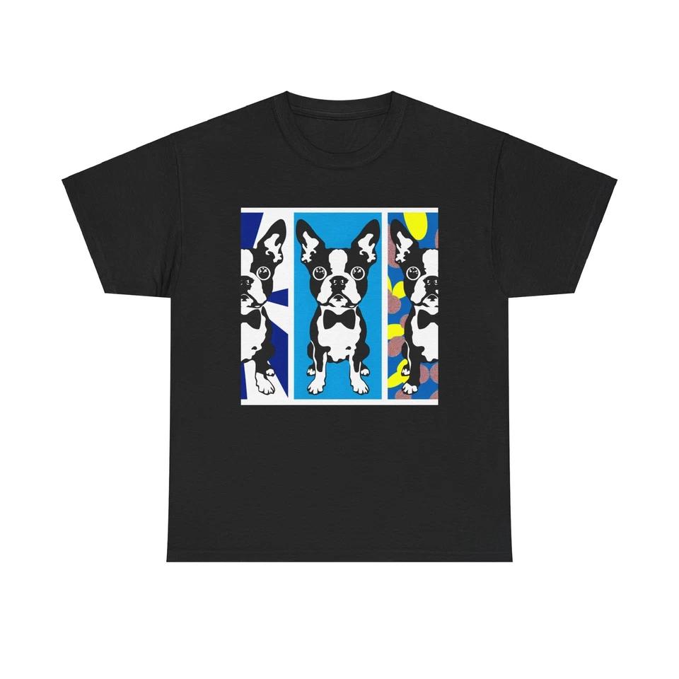 Unisex Adult T Shirt Boston Terrier Pop Art Dog Pet Lover Retro Style Tee Gift S