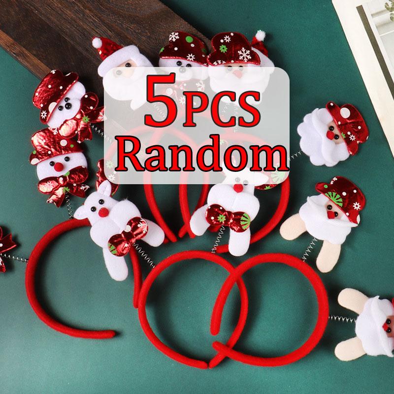 

5pcs Christmas Headbands for Kids Adult Snowman Elk Santa Claus Headbands for Xmas Headband Hairpin for Party Favors Supplies
