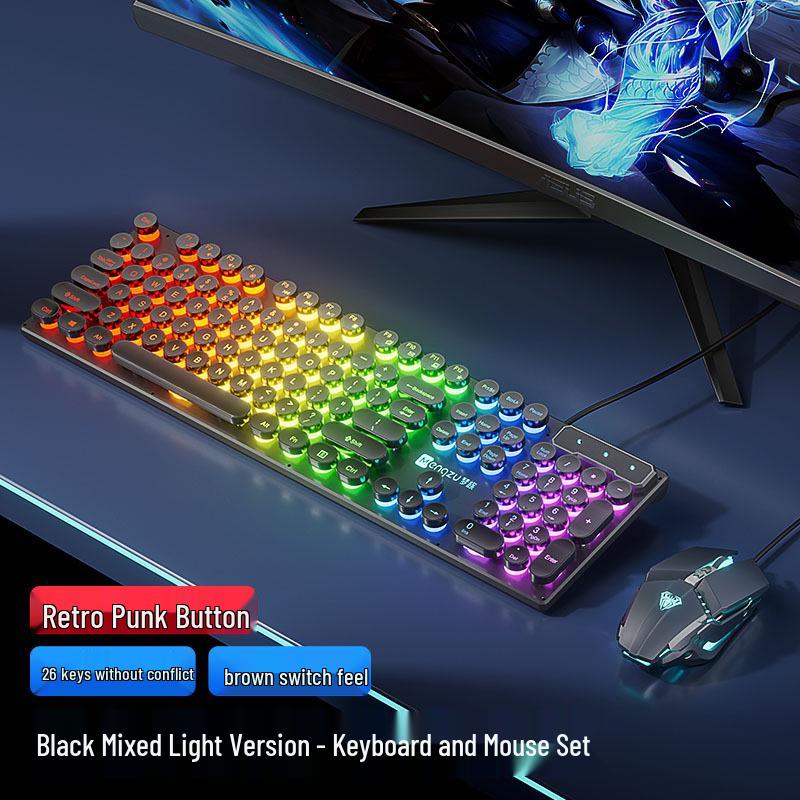 True Silent Mechanical-Feel Gaming Keyboard, Mouse & Headset Set