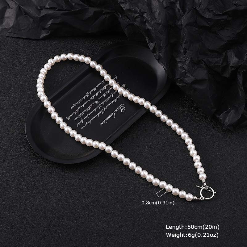 

Lariat Pearls Long Chain Necklace For Women, Y-shaped Drop Necklace, Stainless Steel Link Simple Jewelry