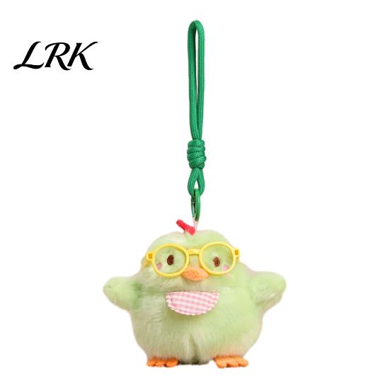 Rucksack Anhänger Plüsch Huhn Schlüsselanhänger, Besticktes Glücksbringer Design, Hängender Schmuck mit Quietsch-Anhänger für Kinder Erwachsene Flauschige Tasche