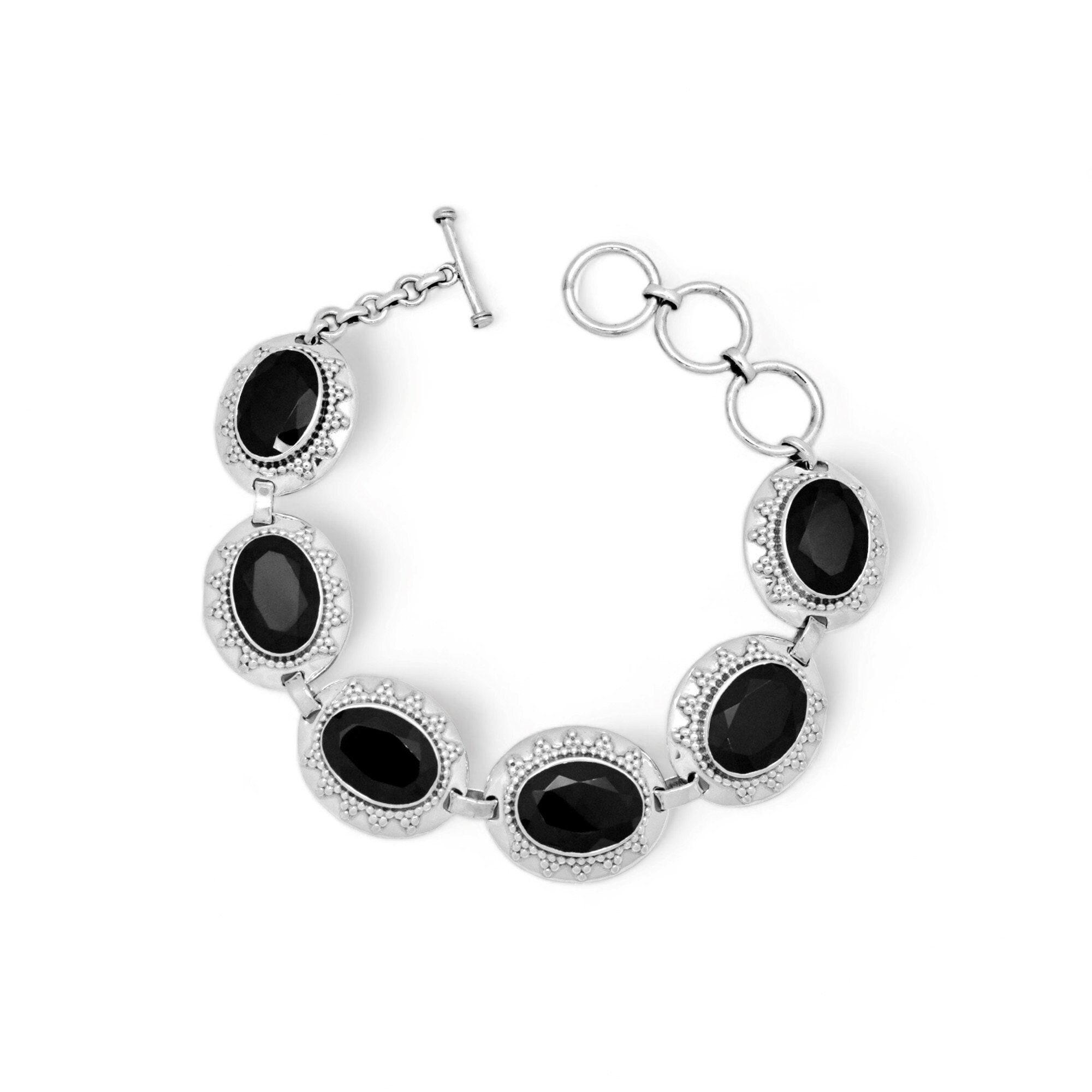 Black Spinel Bracelet: 925 Sterling Silver