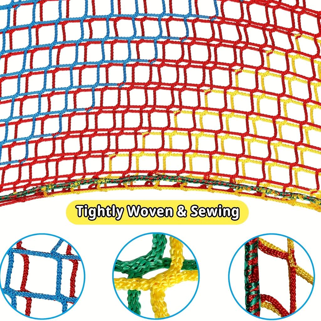 Double-Layer Playground Safety Net Durable Nylon Mesh Vibrant Color Easy Installation for Tree House Backyard Climbing Cargo