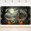 Halloween Backdrop Creepy Castle Banner Photo Booth Props 6x3.6 Ft