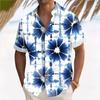 Hawaiian Tropical Leaf Print Short-sleeve Shirt, Perfect for Summer Beach Wear.